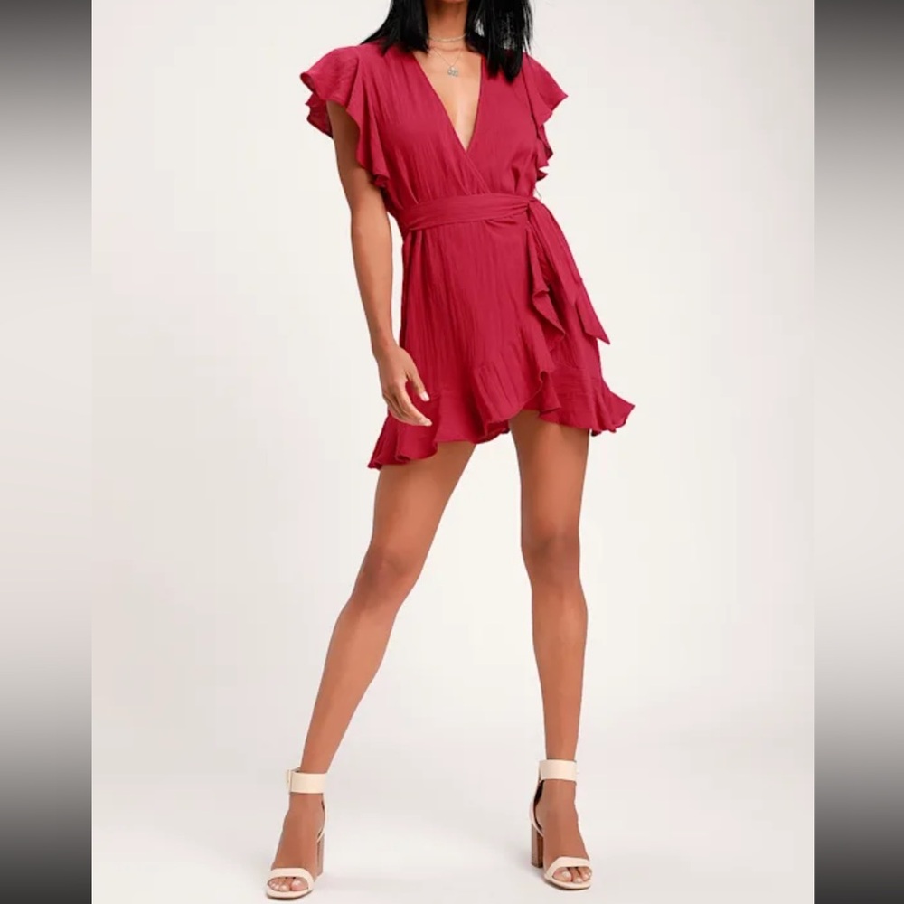 Sunny Days Ahead Magenta Ruffled
Wrap Dress